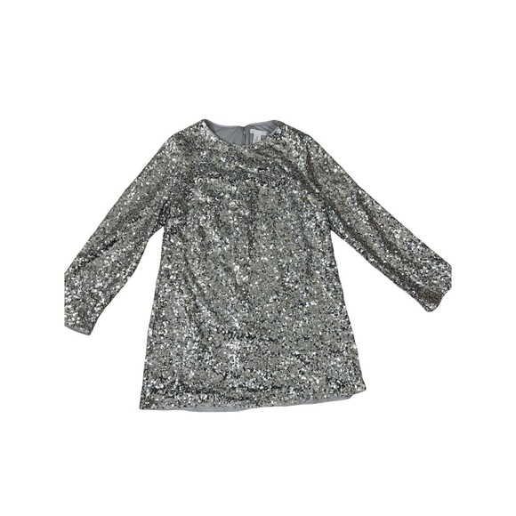 H&M Dress Size L Women’s Sequin Long Sleeve Stretch Cocktail Silver EUC - Picture 7 of 10